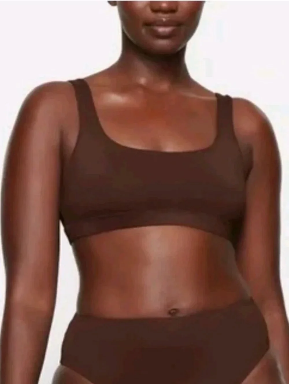 Skims Tank Bikini Top in Cocoa size large Signature Swim
